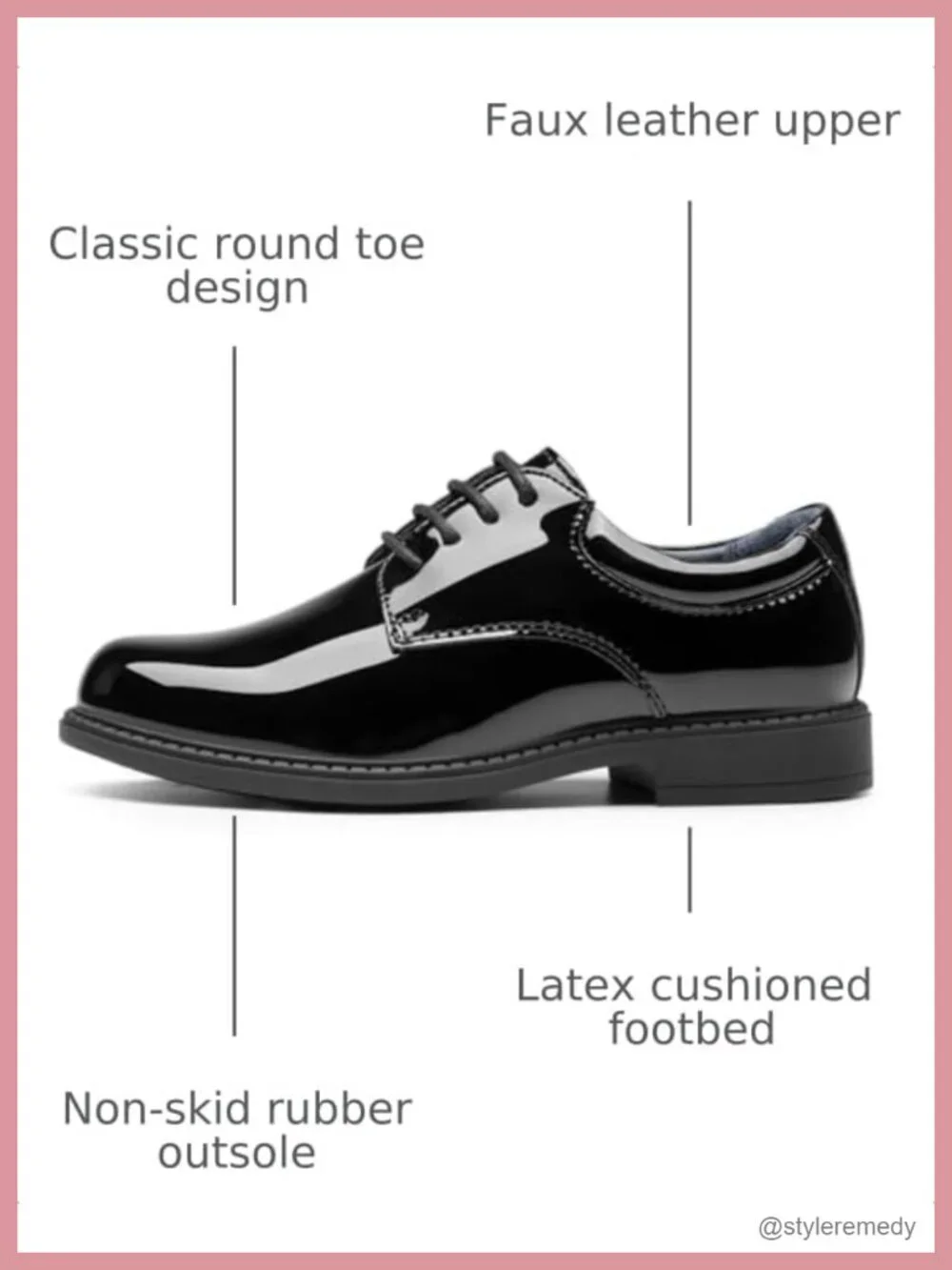 Boys Oxford Dress Shoes Lace-Up Memory Foam Insole Formal Party